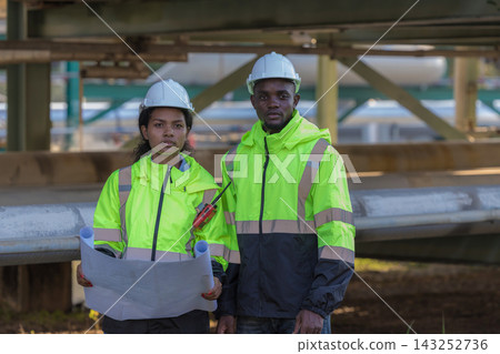 Engineer survey team checking construction project inspection work construction site Engineer survey team checking construction project inspection work construction site 143252736
