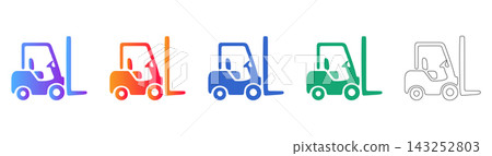 Forklift warehouse logistics icon set 143252803