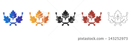 Autumn oak leaf wreath icon set Autumn oak leaf wreath icon set 143252973