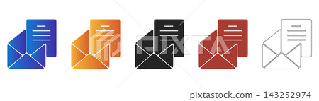 Email envelope and paper document icon set Email envelope and paper document icon set 143252974