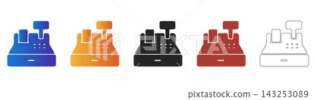 Cash register icon for retail checkout Cash register icon for retail checkout 143253089