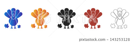 Thanksgiving turkey icon for holiday feast and celebration Thanksgiving turkey icon for holiday feast and celebration 143253128