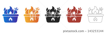 Fire pit camping icon for outdoor adventure 143253144