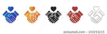 Heart handshake icon for partnership and love concepts 143253215