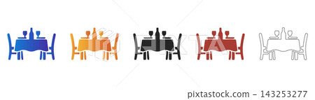 Dining table icon set for restaurant and catering Dining table icon set for restaurant and catering 143253277
