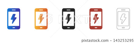 Fast mobile phone icon with electric lightning bolt Fast mobile phone icon with electric lightning bolt 143253295