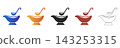 Gravy boat with ladle icon set 143253315
