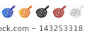 Frying pan with meatballs icon set 143253318