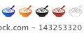 Bowl of mashed potatoes with butter icon set 143253320
