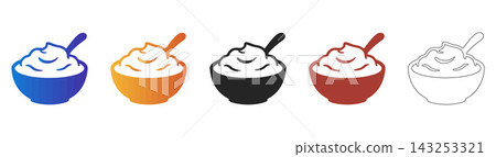 Bowl of mashed potatoes icon set 143253321