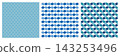 A seamless pattern set of blue Moroccan tile designs (two types: line drawing and filled). 143253496
