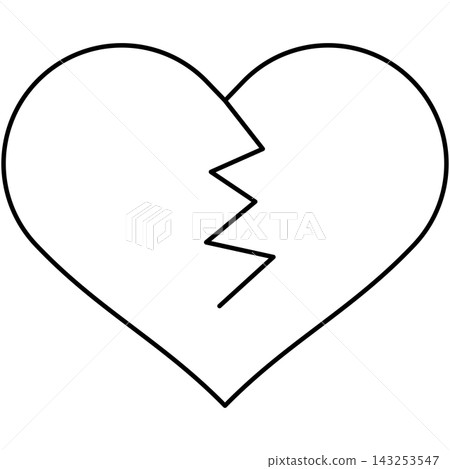 Line art style icon illustration of a broken heart symbol isolated on transparent background. Minimalist thin line design element clip art for heartbreak UI. Line art style icon illustration of a broken heart symbol isolated on transparent background. Minimalist thin line design element clip art for heartbreak UI. 143253547