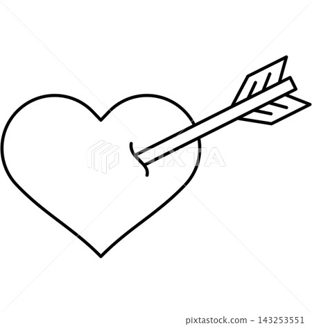 Line art style icon illustration of a heart pierced by an arrow isolated on transparent background. Minimalist thin line design element clip art for Cupid love UI. Line art style icon illustration of a heart pierced by an arrow isolated on transparent background. Minimalist thin line design element clip art for Cupid love UI. 143253551