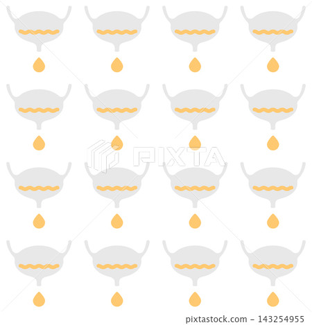 Urine drop dripping from bladder. Pattern background for urinary incontinence, uti and cystitis. Medical vector illustration. 143254955