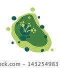 Microscopic mold colony in a damp indoor environment shows green and black fungus growth. Vector illustration. 143254983