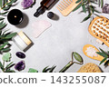 Spa Wellness Background with Natural Beauty Tools and Copy Space 143255087