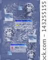 Post-internet collage with Antinous sculpture, glitch effect, digital junk art and system message window popups No Signal in underground aesthetic background. 143255155
