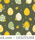 Floral Easter Egg Seamless Pattern Vector 143255268