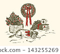 Christmas Dog Wreath Toile Sketch Invitation Vector 143255269