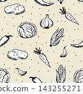 Vegetable Garden Seamless Pattern Vector 143255271