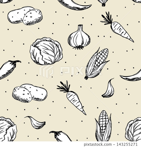 Vegetable Garden Seamless Pattern Vector Vegetable Garden Seamless Pattern Vector 143255271