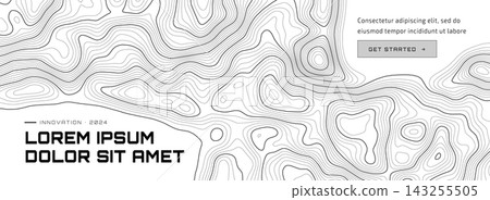 Line digital map layer pattern with sea topography. Oceanic contours topographic world terrain in 3d abstract. Design featuring waves and european landscapes nautical vector illustration. Line digital map layer pattern with sea topography. Oceanic contours topographic world terrain in 3d abstract. Design featuring waves and european landscapes nautical vector illustration. 143255505