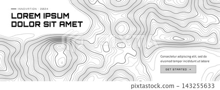 Digital line map layer with intricate topographic contour patterns. Topography and terrain illustration featuring global nautical design. Abstract vector graphic of waves mountains and europe. 143255633