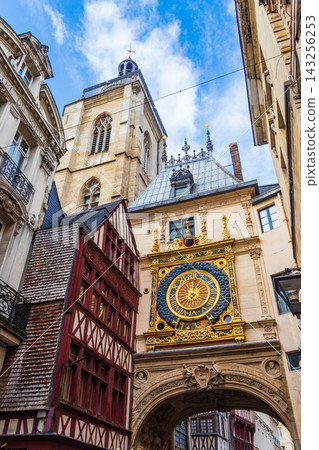 Beautiful renaissance arch and golden astronomical clock of Gros-Horloge in Rouen, France Beautiful renaissance arch and golden astronomical clock of Gros-Horloge in Rouen, France 143256253