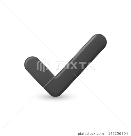 Black Check Mark, Vector Illustration. 3d Check Mark with Rounded Shape. Check Mark Isolated for Approval, Confirmation, Success, Correct Answer, Verification, Checklist, Completed Task, Status Black Check Mark, Vector Illustration. 3d Check Mark with Rounded Shape. Check Mark Isolated for Approval, Confirmation, Success, Correct Answer, Verification, Checklist, Completed Task, Status 143256594
