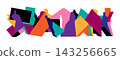 People of future abstract multicolored silhouettes vector illustration 143256665