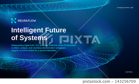 AI future vision abstract tech background with blue data lines. 3D science vector for digital security and business network. 143256709