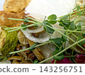 Delicious Varenyky Served With Herbs Peas and Sour Cream for Authentic Taste 143256751