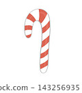 Isolated red and white candy cane cutout on transparent background 143256935