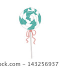 Teal and white swirled lollipop isolated on transparent background 143256937