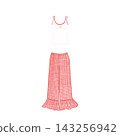 Pink gingham wide leg pants and tank top set isolated on transparent 143256942