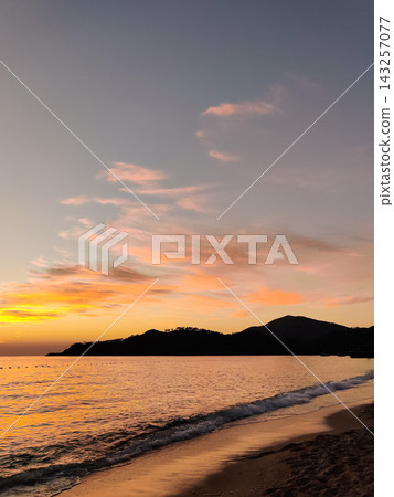 beautiful dramatic landscape of sunset on the sea beach beautiful dramatic landscape of sunset on the sea beach 143257077