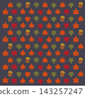 Chic dark-colored autumn leaf and acorn pattern (for autumn leaf viewing, autumn designs, posters, and packaging) 143257247