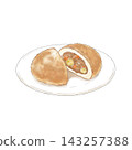 Curry bread cut in half 143257388