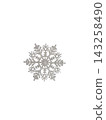 Silver snowflake Christmas ornament isolated on transparent background for winter New Year holiday decoration and design 143258490