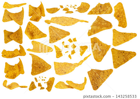 snacks potato corn triangle isolated on white background snacks potato corn triangle isolated on white background 143258533