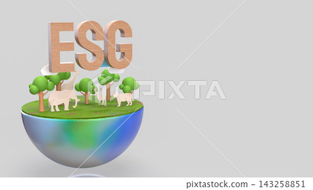 ESG Sustainability and Wildlife Conservation Concept 3d render. 143258851