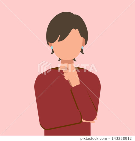 正面朝向觀眾的女性插圖;人物,圖示。 正面朝向觀眾的女性插圖;人物,圖示。 143258912