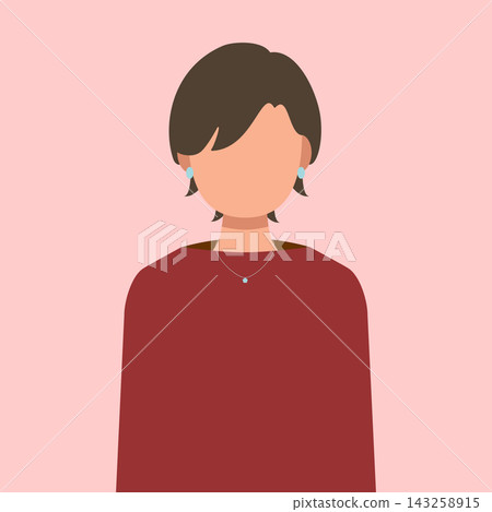 Illustration of a woman facing forward, in a pose; character, icon. Illustration of a woman facing forward, in a pose; character, icon. 143258915