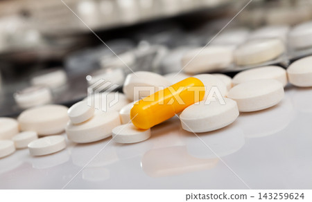 Close up view of scattered tablets Close up view of scattered tablets 143259624