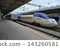 KORAIL RDC Mugunghwa and KTX Sancheon trains stopped at Pohang Station in South Korea. 143260581