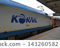 A KORAIL Mugunghwa electric locomotive stopped at Pohang Station in South Korea. 143260582