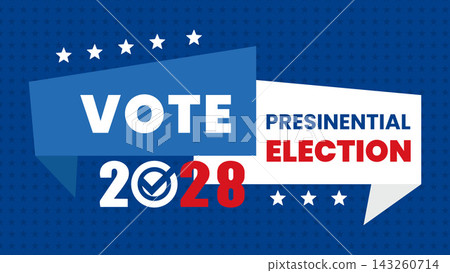 2028 USA Presidential Election with Vote Speech Bubbles and Star Pattern Background 2028 USA Presidential Election with Vote Speech Bubbles and Star Pattern Background 143260714