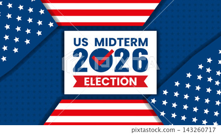 2026 US Midterm Election with American Flag Checkmark Banner Background 2026 US Midterm Election with American Flag Checkmark Banner Background 143260717