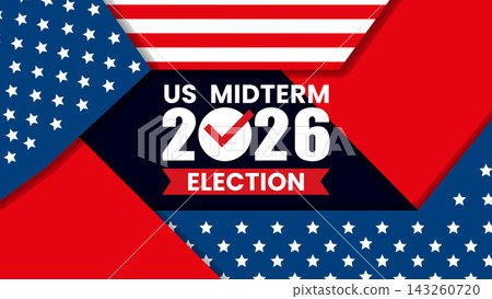 2026 US Midterm Election Banner with American Flag and Checkmark 2026 US Midterm Election Banner with American Flag and Checkmark 143260720