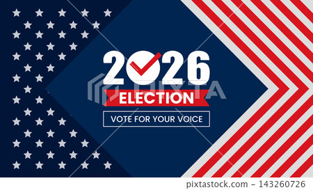 2026 US Midterm Election Banner with Diagonal American Flag Stripes and Stars 2026 US Midterm Election Banner with Diagonal American Flag Stripes and Stars 143260726